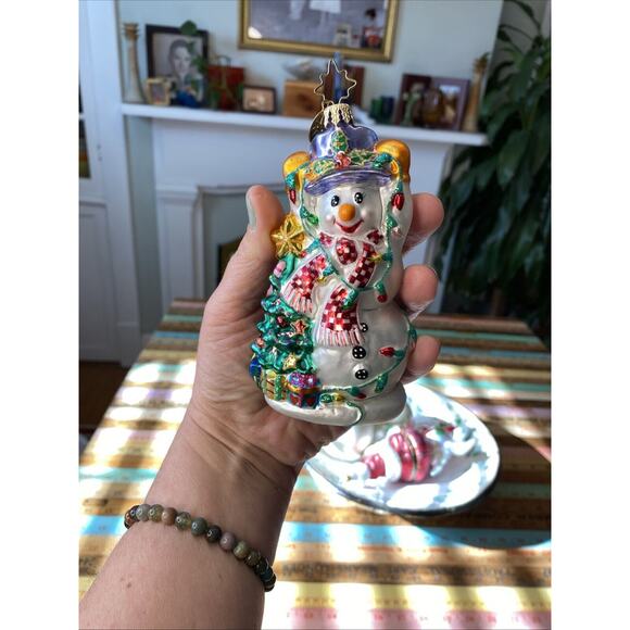 Christopher Radko Snowman Glowman Glass Christmas Tree 5 in Blown Ornament - Picture 10 of 15